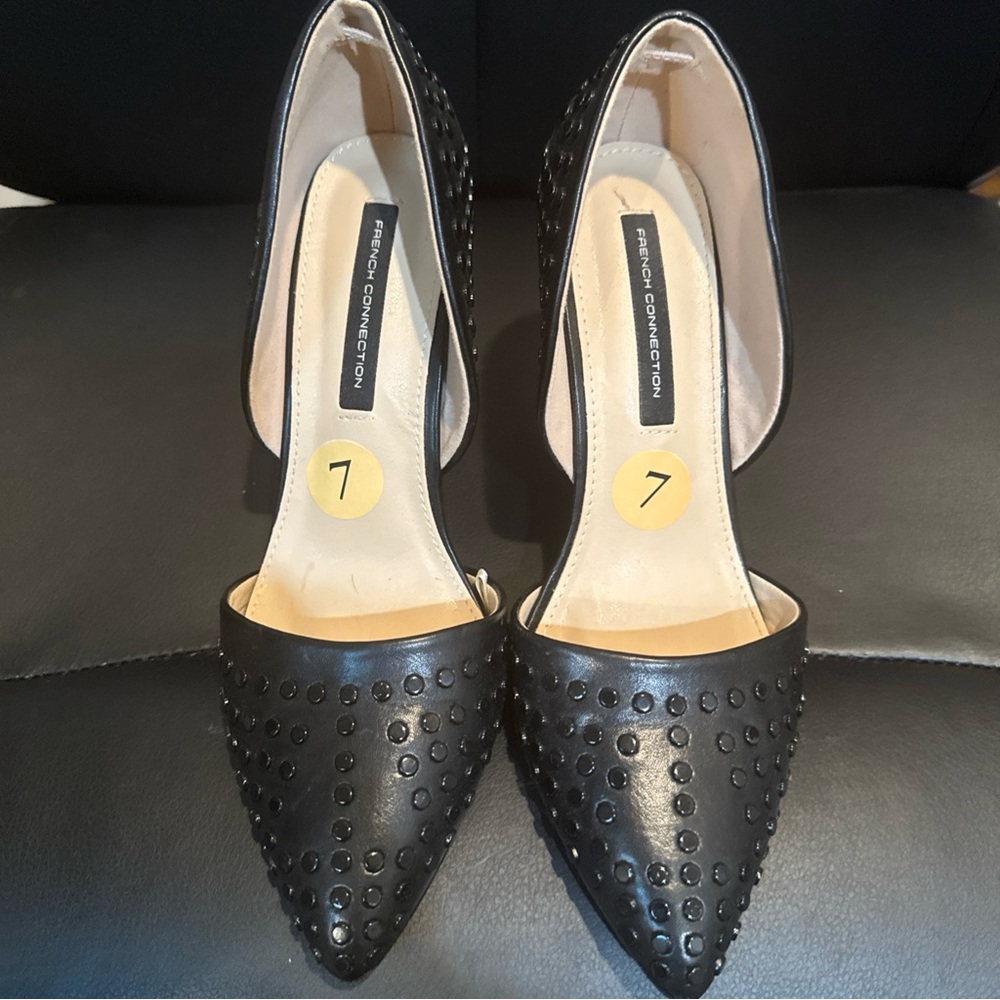 French Connection Black Studded Heels